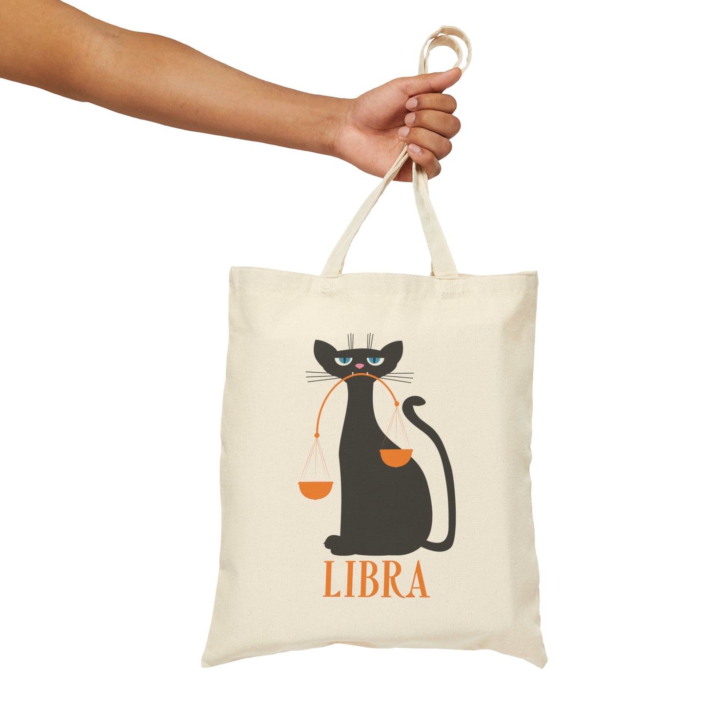 Libra Cat Zodiac Sign Cute Funny Canvas Shopping Cotton Tote Bag