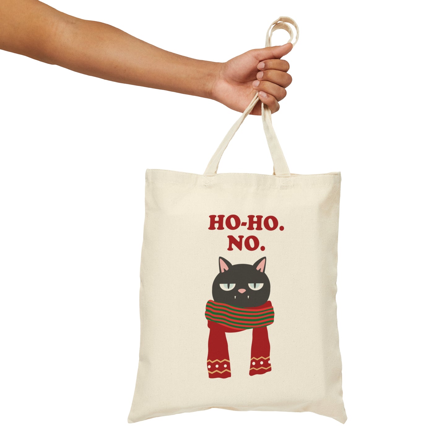 Ho Ho Ho Merry Christmas Cat Lovers Funny Slogan Canvas Shopping Cotton Tote Bag