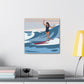 Serenity by the Sea Woman Surfing Art Canvas Aesthetic Canvas Gallery Wraps