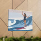 Serenity by the Sea Woman Surfing Art Canvas Aesthetic Canvas Gallery Wraps