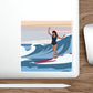 Serenity by the Sea Woman Surfing Art Die-Cut Sticker