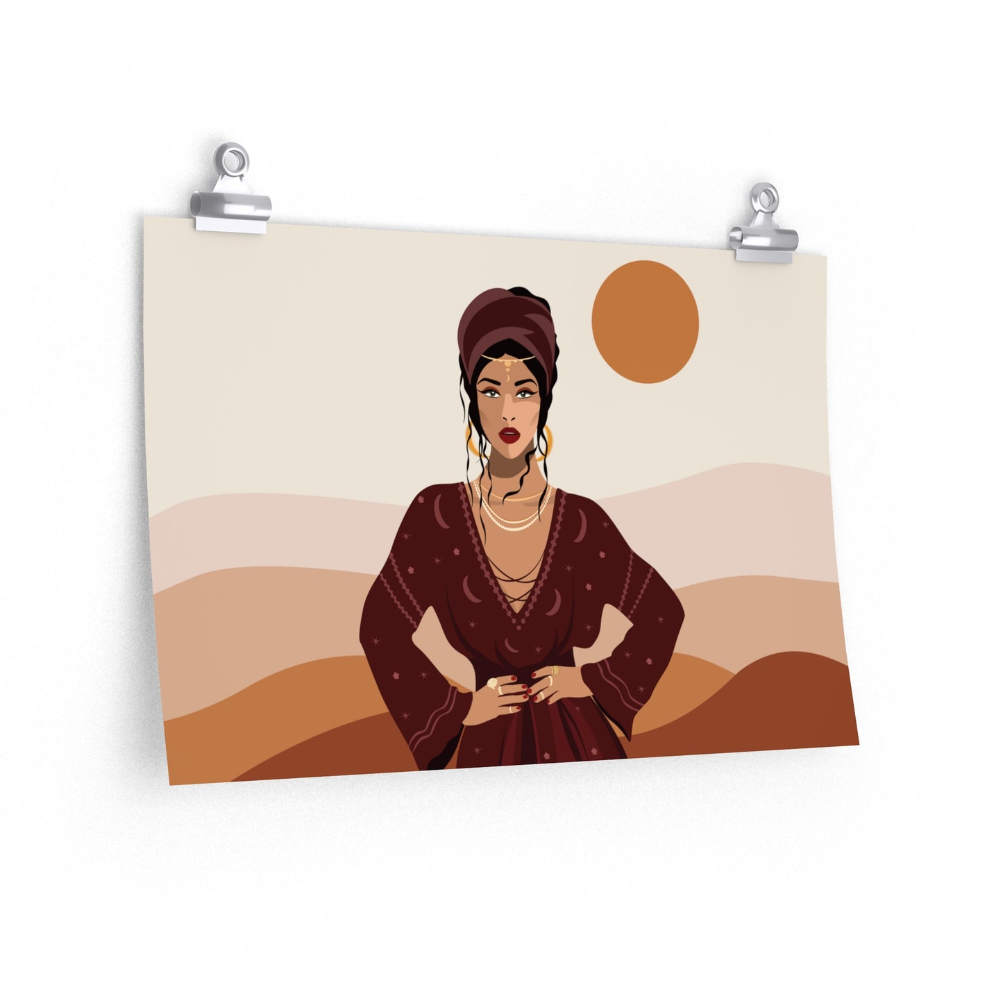 Sand Woman Desert Boho Style Art Classic Premium Matte Horizontal Posters