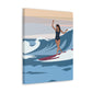 Serenity by the Sea Woman Surfing Art Canvas Aesthetic Canvas Gallery Wraps