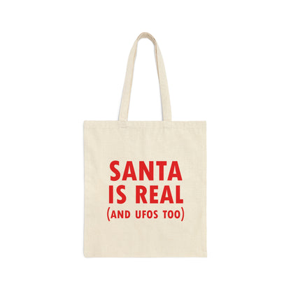 Santa is Real Aliens UFO Lovers Canvas Shopping Cotton Tote Bag