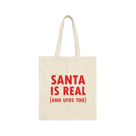 Santa is Real Aliens UFO Lovers Canvas Shopping Cotton Tote Bag