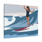 Serenity by the Sea Woman Surfing Art Canvas Aesthetic Canvas Gallery Wraps