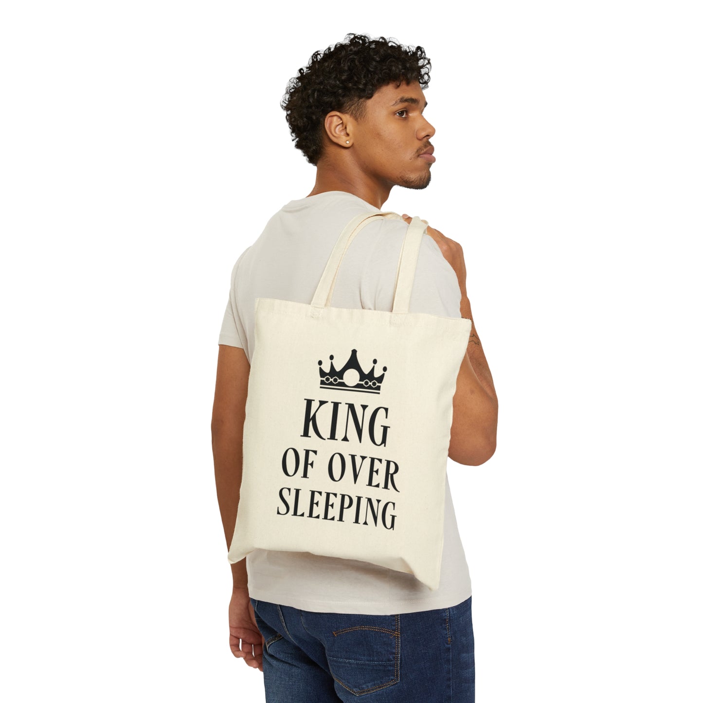 King of Over Sleeping Sleep Humor Quotes Canvas Shopping Cotton Tote Bag