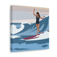 Serenity by the Sea Woman Surfing Art Canvas Aesthetic Canvas Gallery Wraps