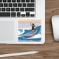 Serenity by the Sea Woman Surfing Art Die-Cut Sticker