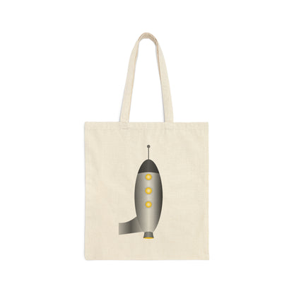 Rocket Launch Space Shuttle Cartoon Canvas Shopping Cotton Tote Bag