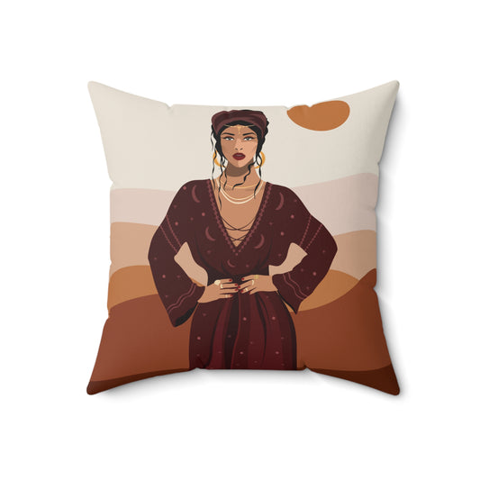 Sand Woman Desert Boho Style Art Spun Polyester Square Pillow