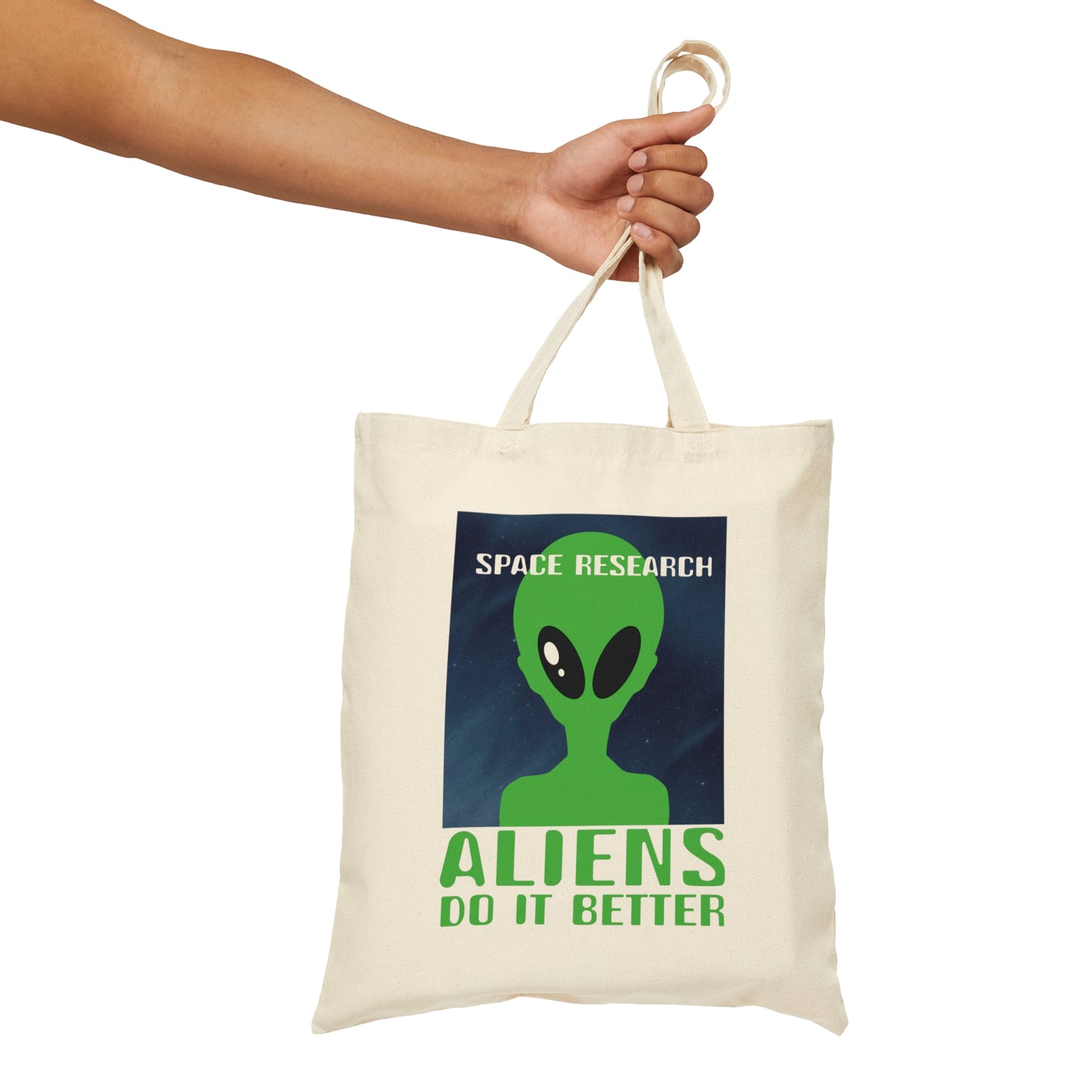 Space Research UFO Funny Quotes Canvas Shopping Cotton Tote Bag