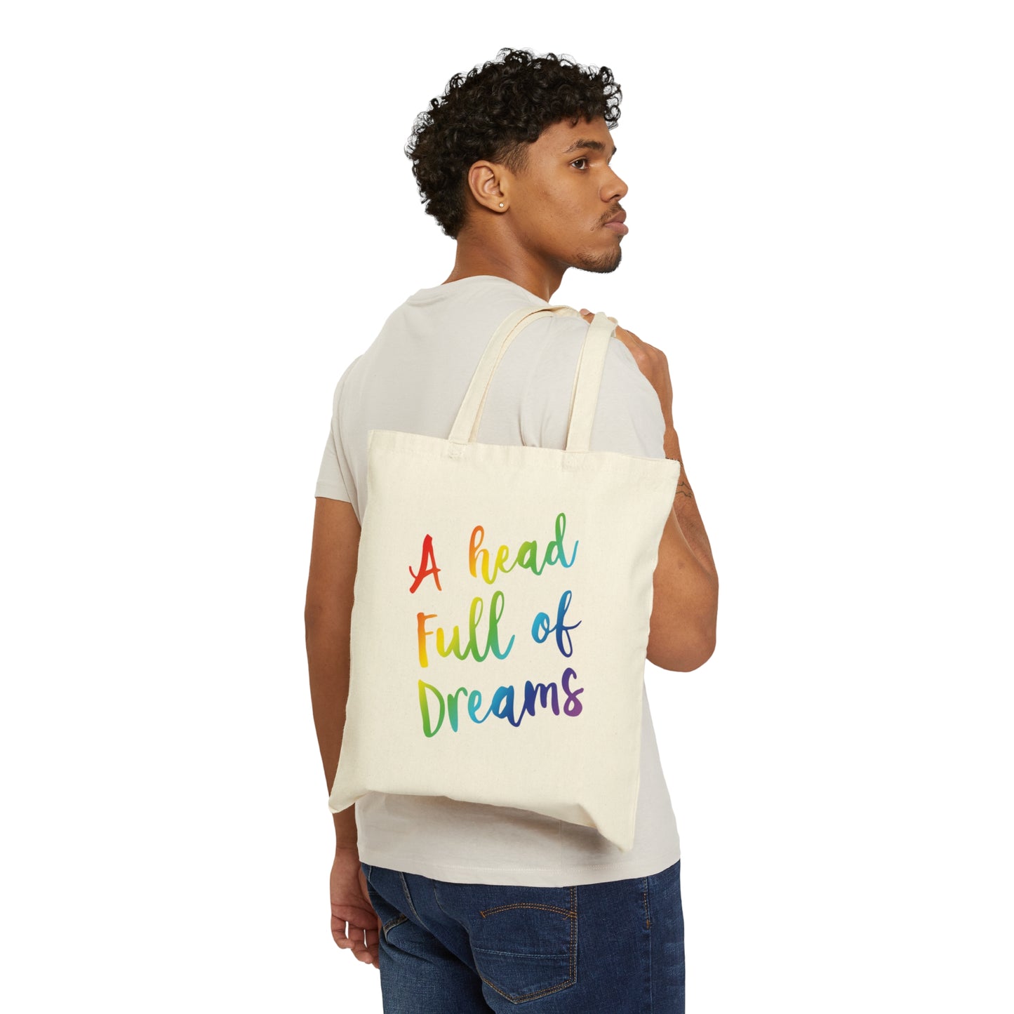 A head full of dreams Motivation Inspirational Slogan LGBT Canvas Shopping Cotton Tote Bag