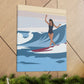 Serenity by the Sea Woman Surfing Art Canvas Aesthetic Canvas Gallery Wraps