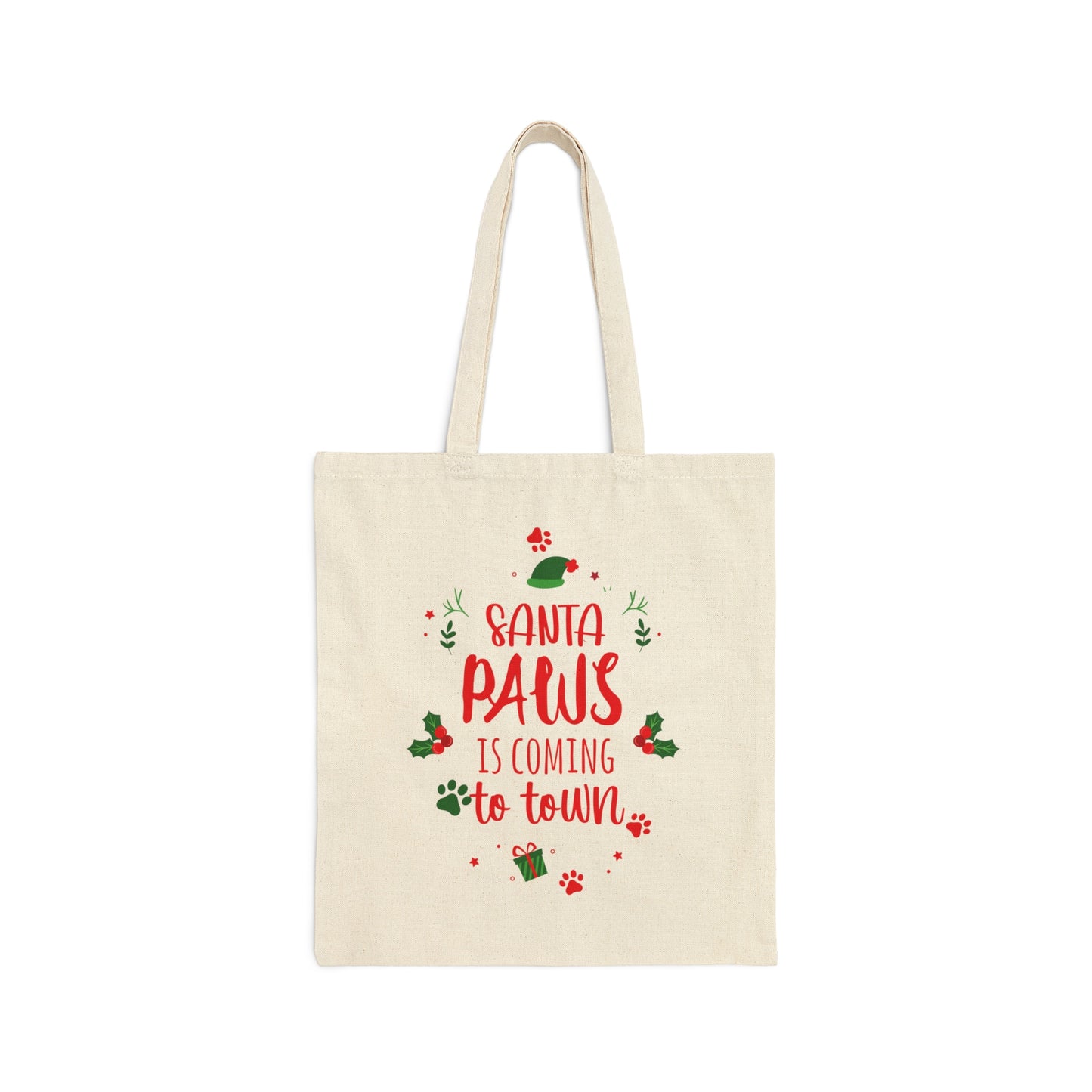 Santa Paws Is Coming Magic Christmas Gift Happy New Year Canvas Shopping Cotton Tote Bag