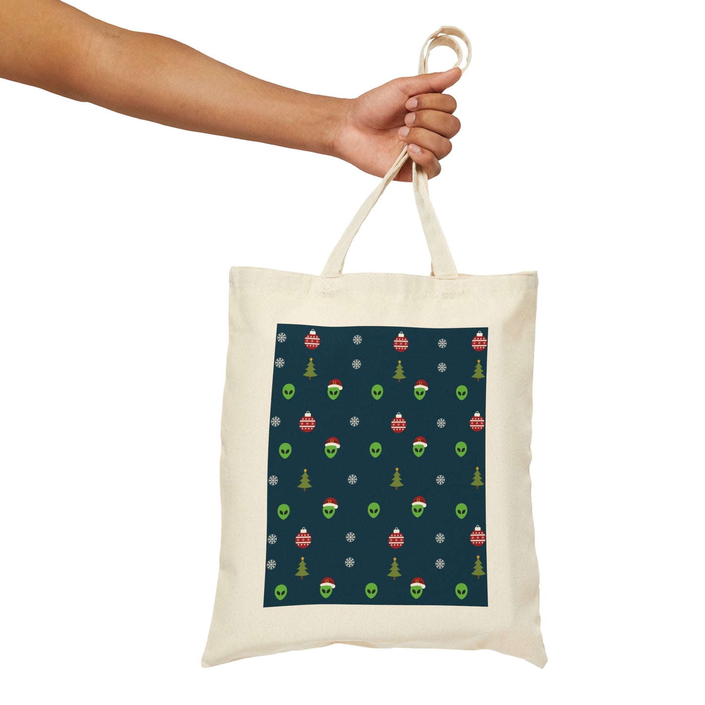 Space Pattern With Aliens UFO Movie Canvas Shopping Cotton Tote Bag