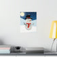 Snowman Cartoon Christmas Night Art Premium Matte Vertical Posters Ichaku [Perfect Gifts Selection]