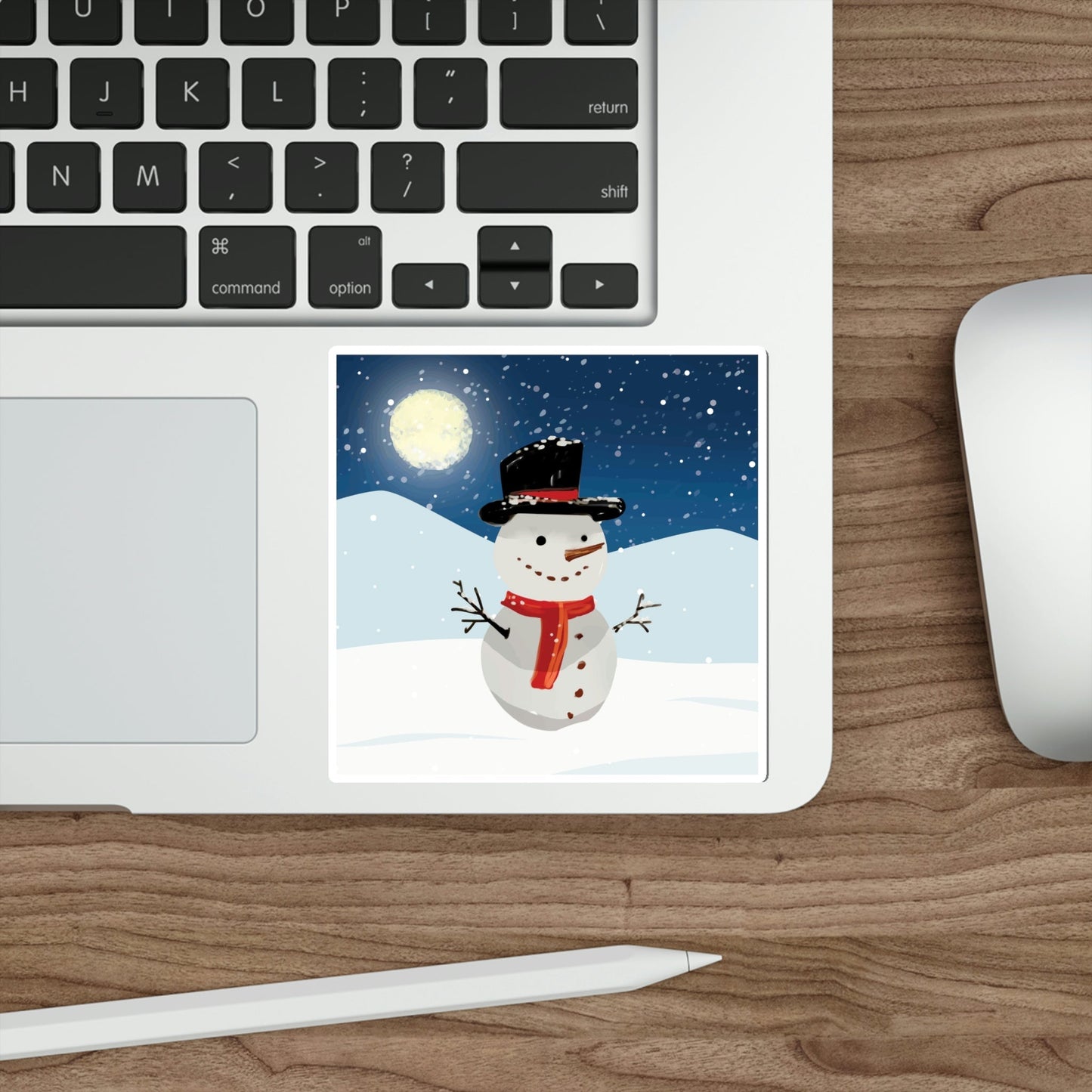 Snowman Cartoon Christmas Night Die-Cut Sticker Ichaku [Perfect Gifts Selection]