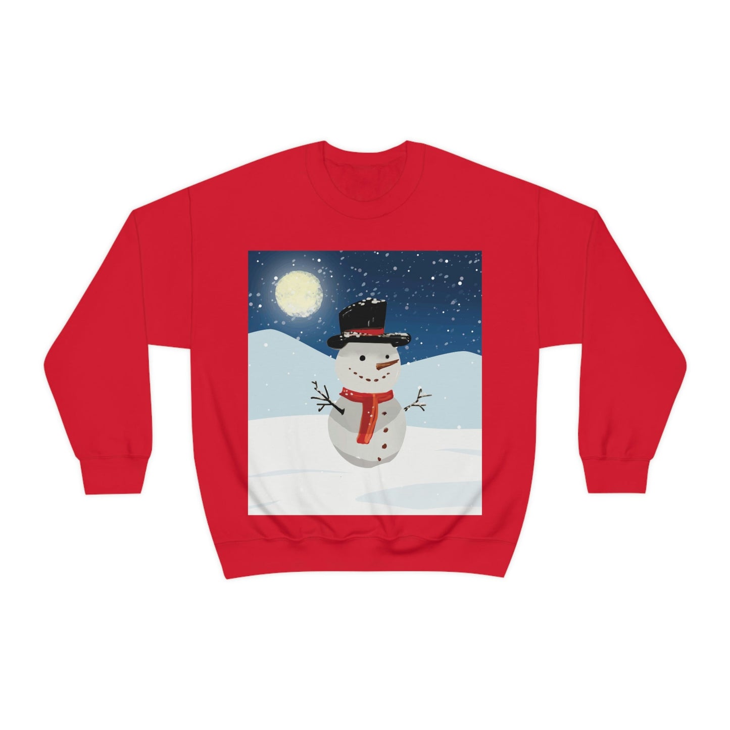 Snowman Cartoon Christmas Night Unisex Heavy Blend™ Crewneck Sweatshirt Ichaku [Perfect Gifts Selection]