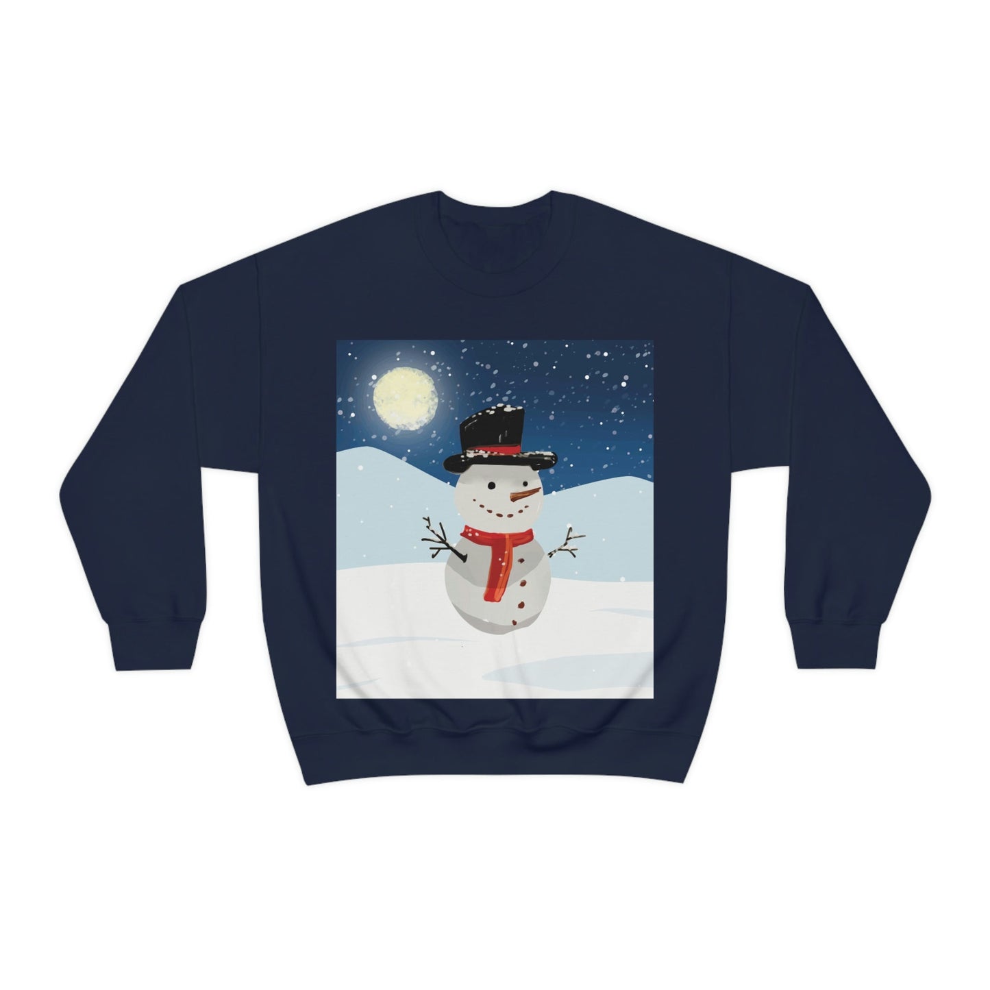 Snowman Cartoon Christmas Night Unisex Heavy Blend™ Crewneck Sweatshirt Ichaku [Perfect Gifts Selection]