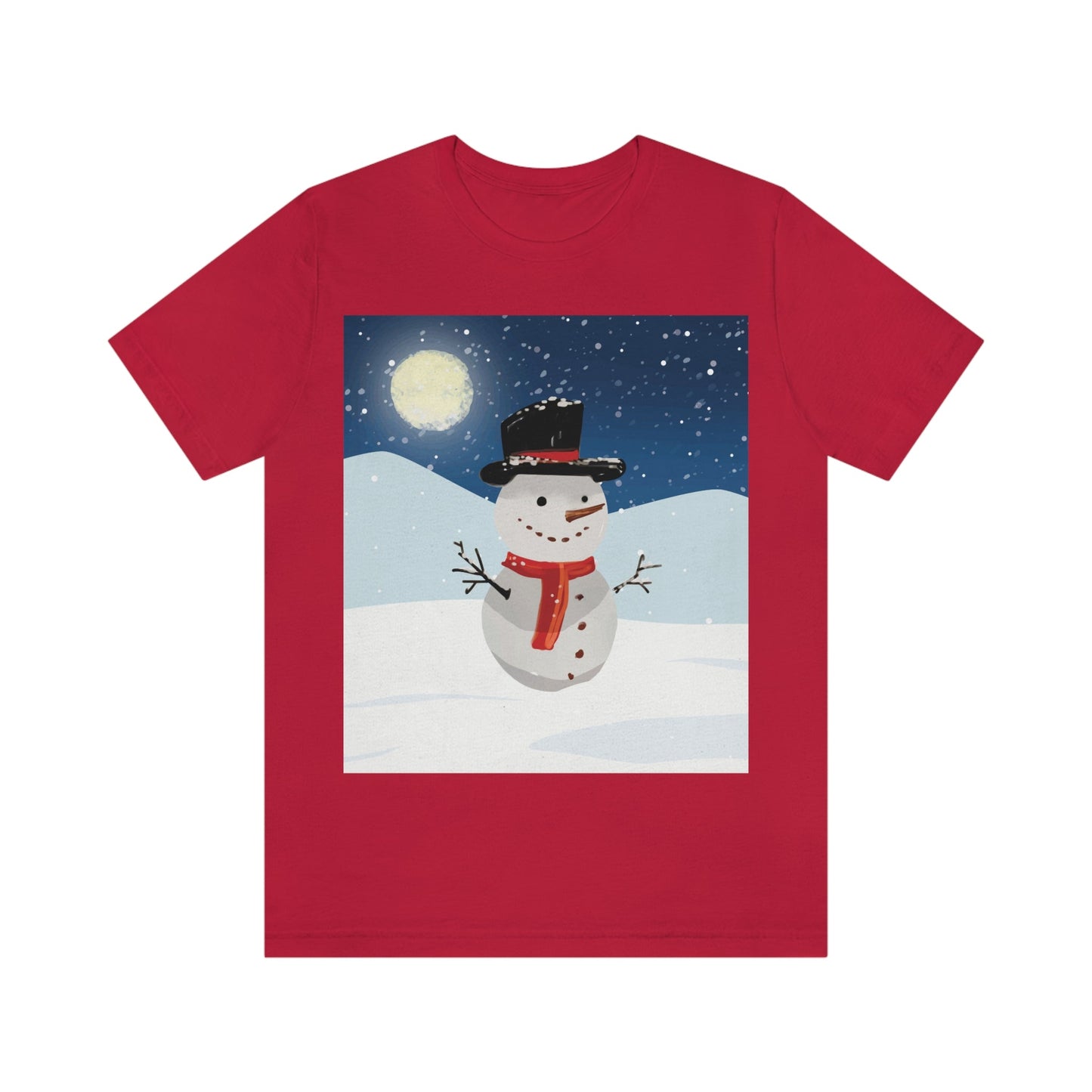 Snowman Cartoon Christmas Night Unisex Jersey Short Sleeve T-Shirt Ichaku [Perfect Gifts Selection]