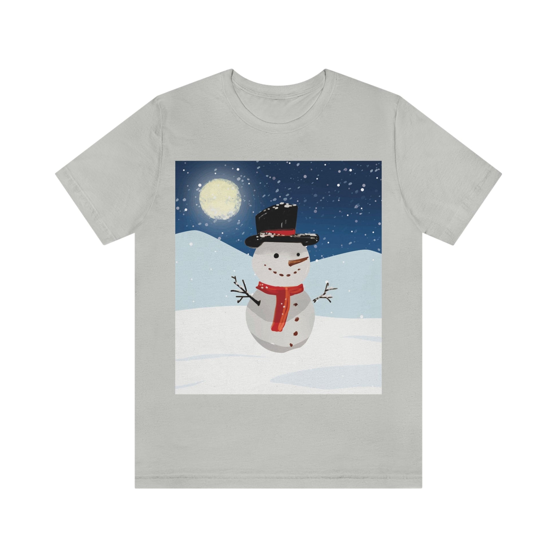 Snowman Cartoon Christmas Night Unisex Jersey Short Sleeve T-Shirt Ichaku [Perfect Gifts Selection]