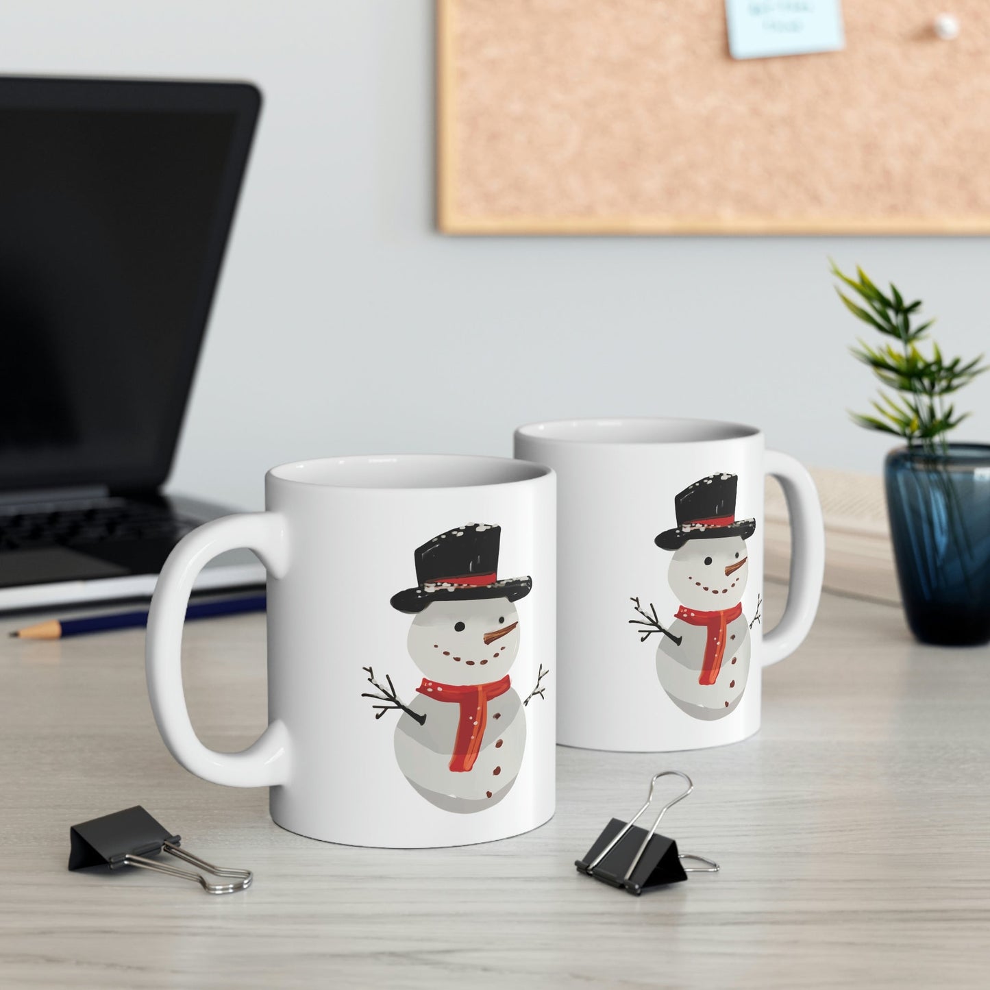 Snowman Winter Cartoon Christmas Ceramic Mug 11oz Ichaku [Perfect Gifts Selection]