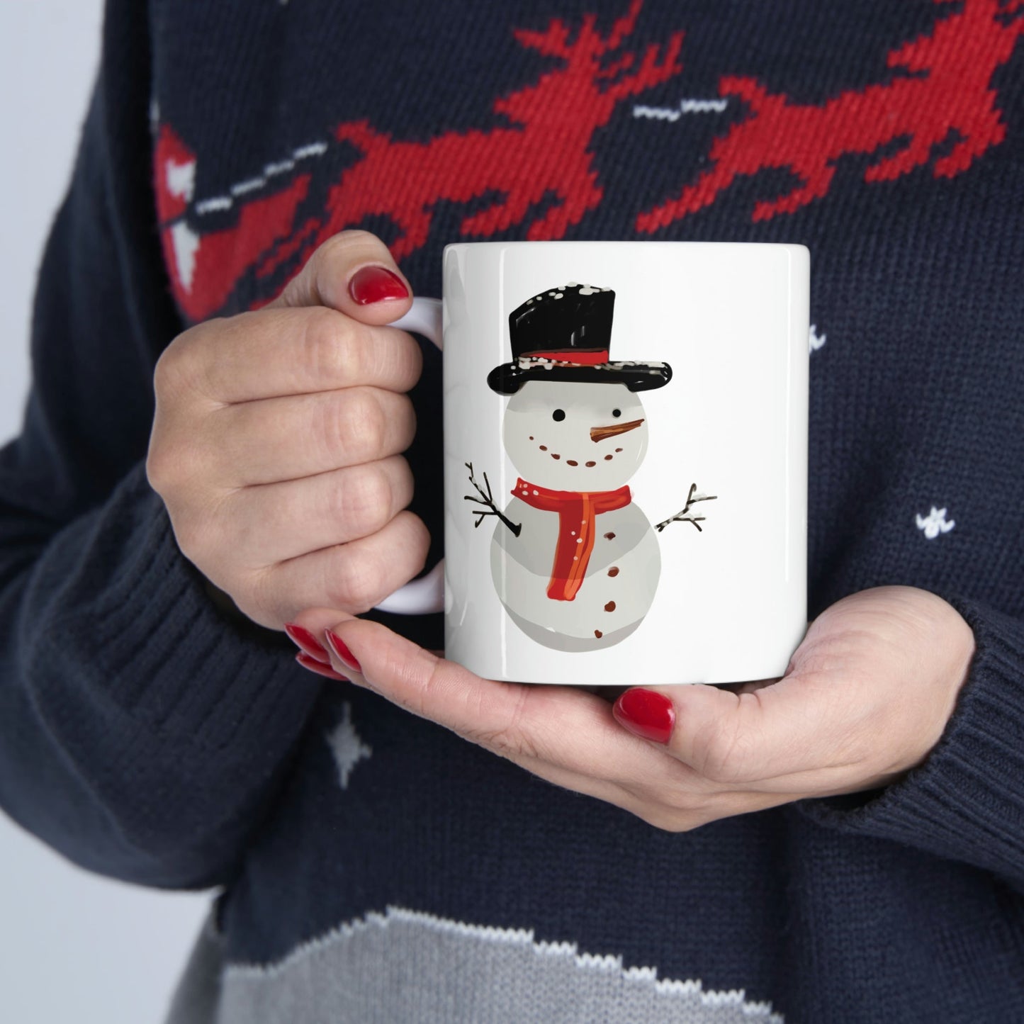 Snowman Winter Cartoon Christmas Ceramic Mug 11oz Ichaku [Perfect Gifts Selection]