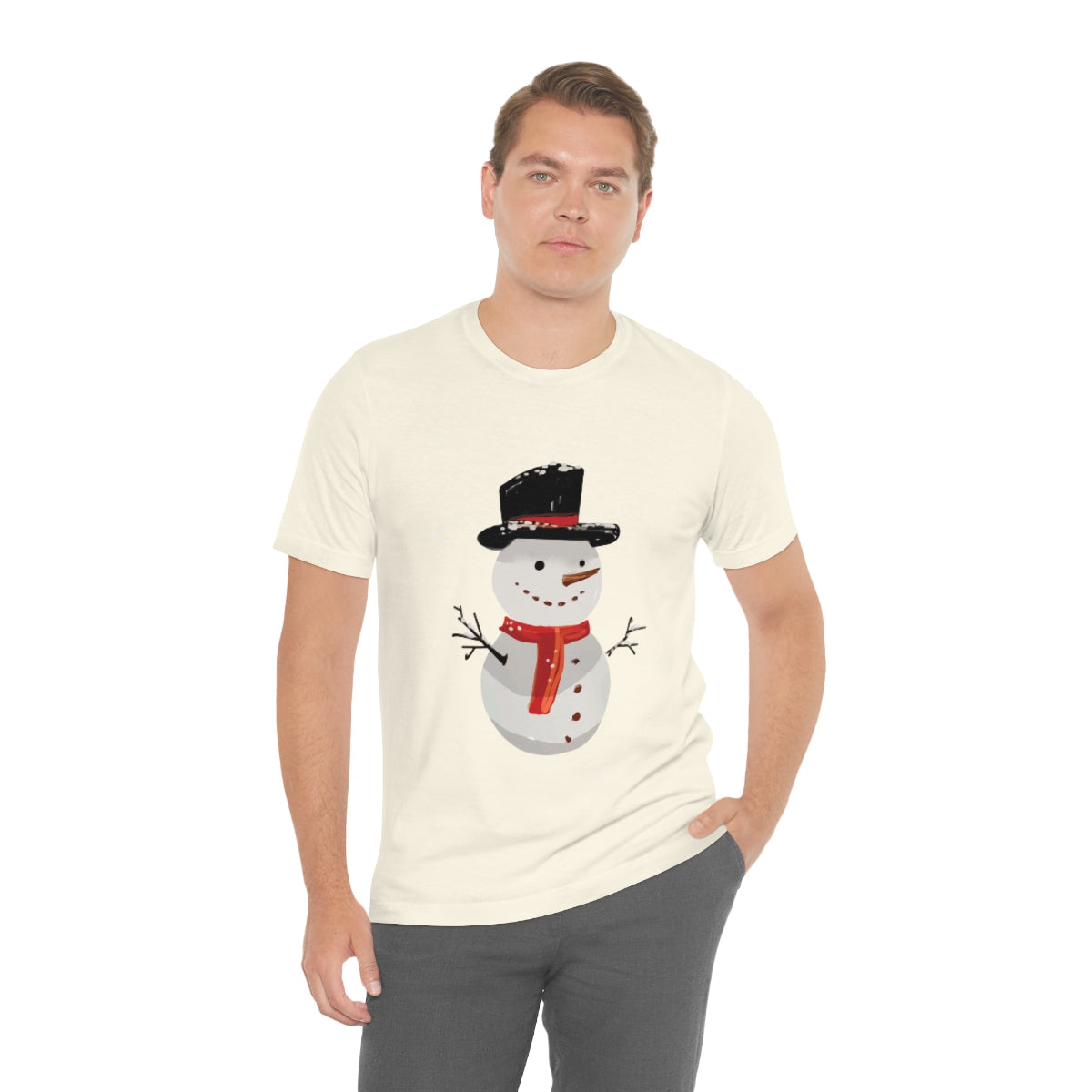 Snowman Winter Cartoon Christmas Unisex Jersey Short Sleeve T-Shirt Ichaku [Perfect Gifts Selection]