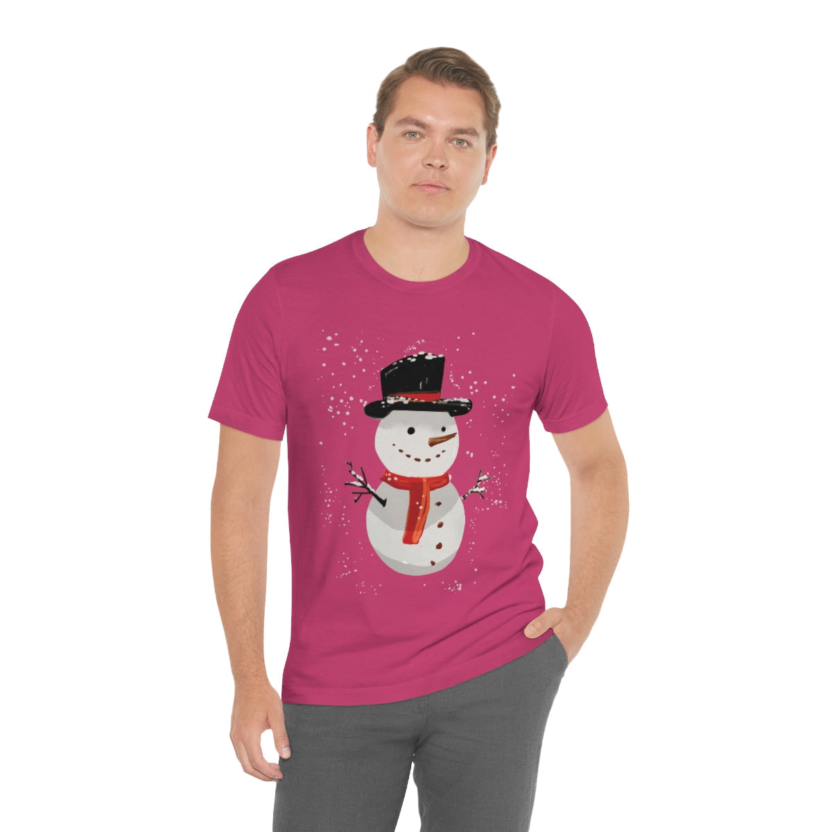 Snowman Winter Cartoon Christmas Unisex Jersey Short Sleeve T-Shirt Ichaku [Perfect Gifts Selection]