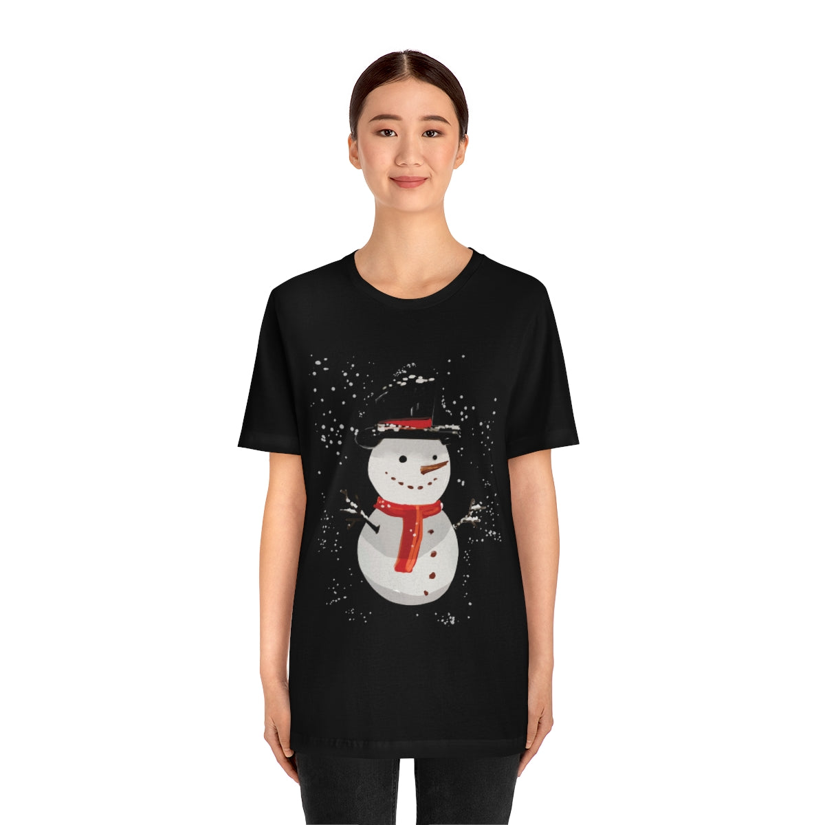 Snowman Winter Cartoon Christmas Unisex Jersey Short Sleeve T-Shirt Ichaku [Perfect Gifts Selection]