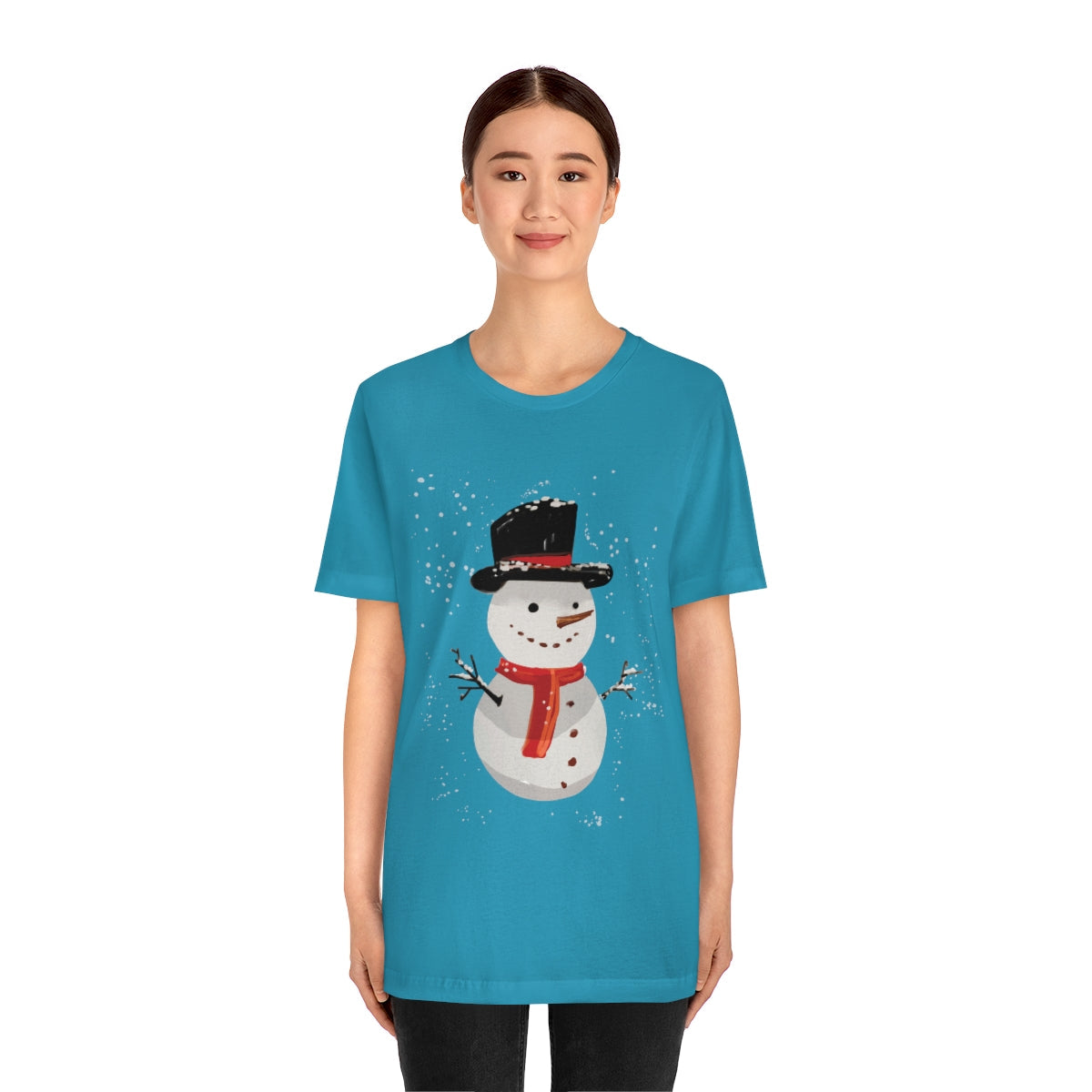 Snowman Winter Cartoon Christmas Unisex Jersey Short Sleeve T-Shirt Ichaku [Perfect Gifts Selection]