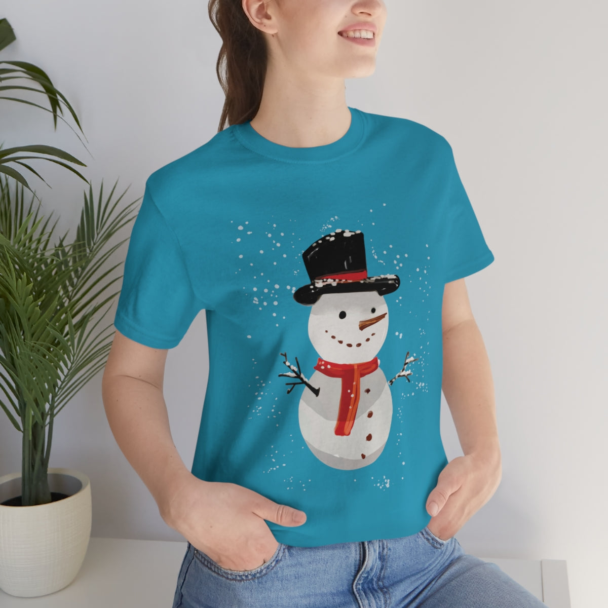 Snowman Winter Cartoon Christmas Unisex Jersey Short Sleeve T-Shirt Ichaku [Perfect Gifts Selection]