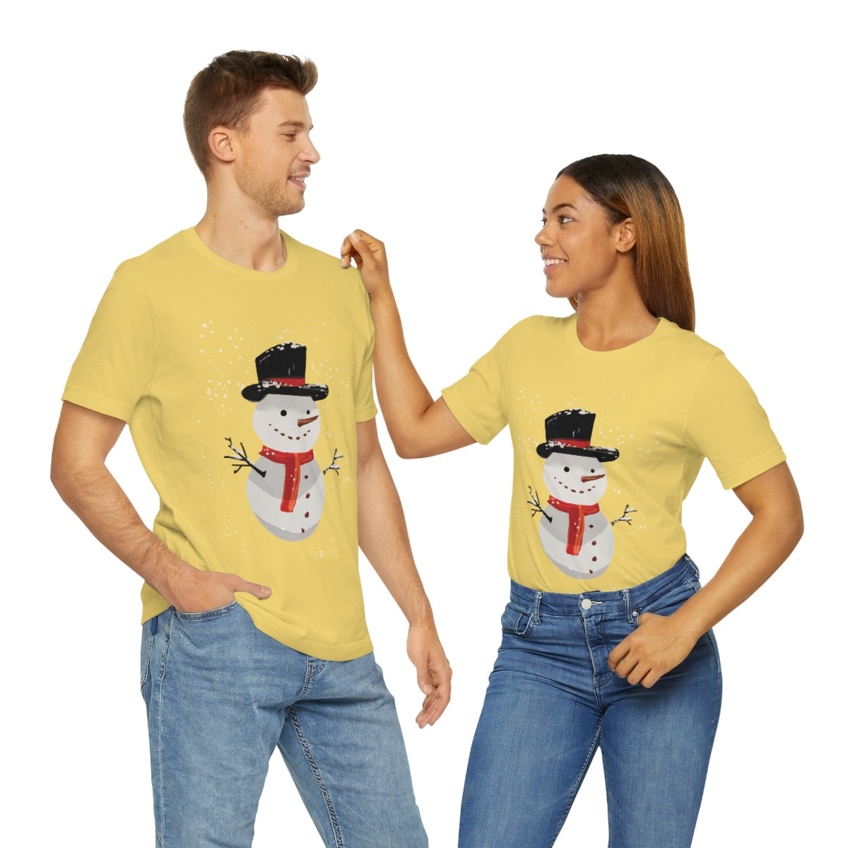 Snowman Winter Cartoon Christmas Unisex Jersey Short Sleeve T-Shirt Ichaku [Perfect Gifts Selection]