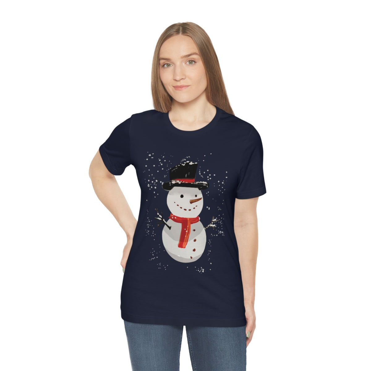 Snowman Winter Cartoon Christmas Unisex Jersey Short Sleeve T-Shirt Ichaku [Perfect Gifts Selection]