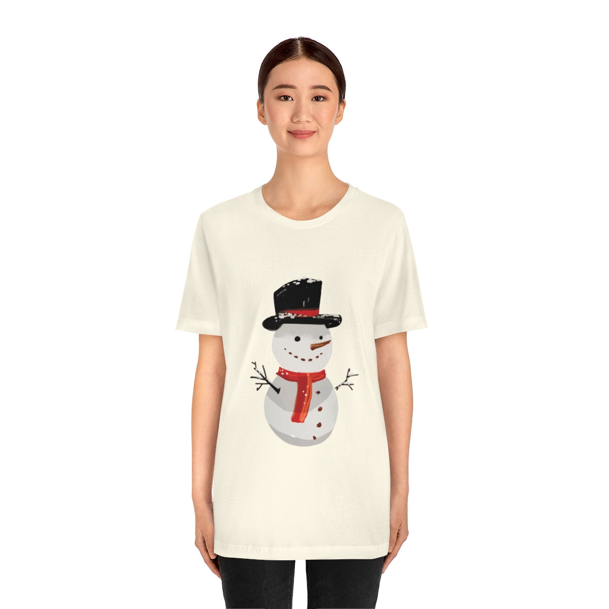 Snowman Winter Cartoon Christmas Unisex Jersey Short Sleeve T-Shirt Ichaku [Perfect Gifts Selection]