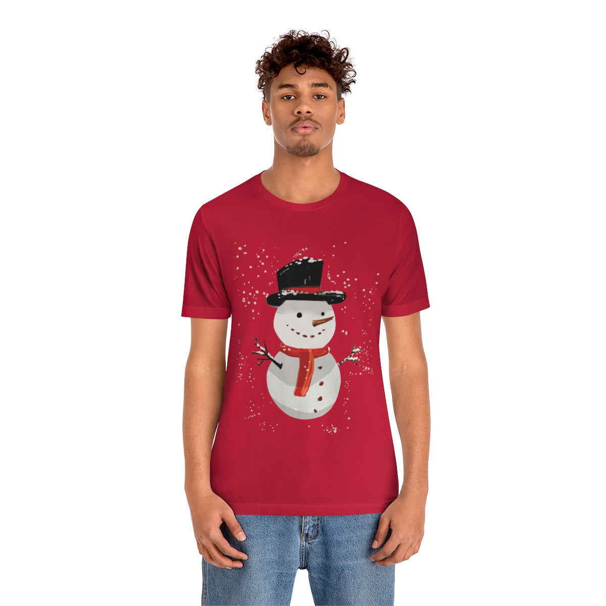 Snowman Winter Cartoon Christmas Unisex Jersey Short Sleeve T-Shirt Ichaku [Perfect Gifts Selection]