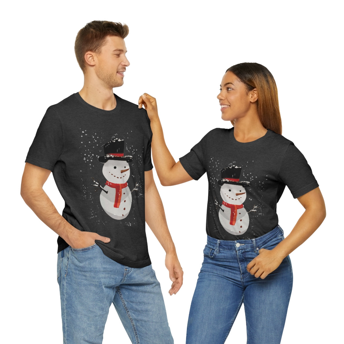 Snowman Winter Cartoon Christmas Unisex Jersey Short Sleeve T-Shirt Ichaku [Perfect Gifts Selection]