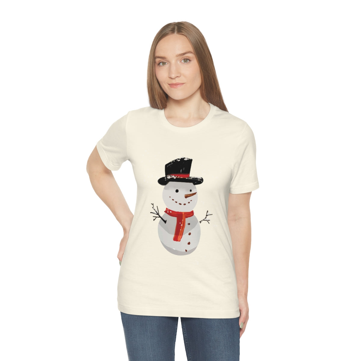 Snowman Winter Cartoon Christmas Unisex Jersey Short Sleeve T-Shirt Ichaku [Perfect Gifts Selection]