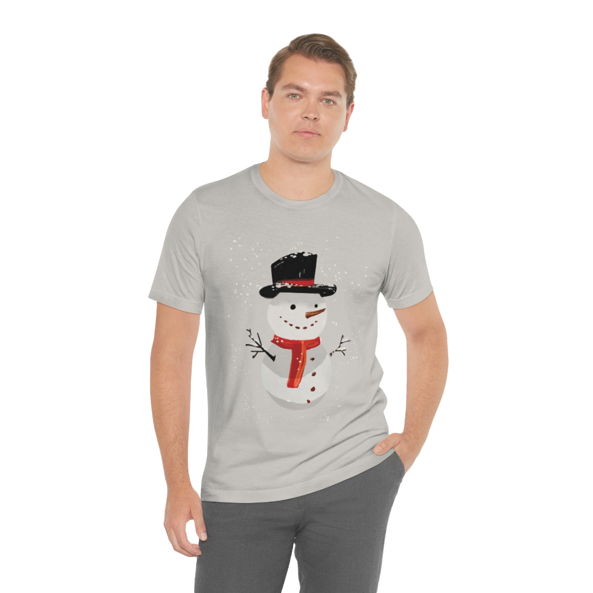 Snowman Winter Cartoon Christmas Unisex Jersey Short Sleeve T-Shirt Ichaku [Perfect Gifts Selection]