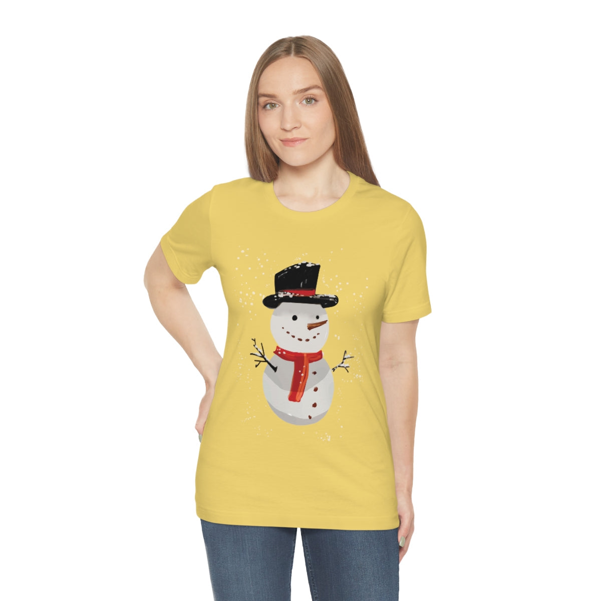 Snowman Winter Cartoon Christmas Unisex Jersey Short Sleeve T-Shirt Ichaku [Perfect Gifts Selection]