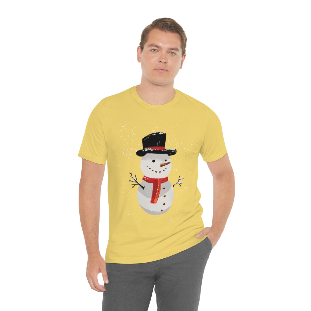 Snowman Winter Cartoon Christmas Unisex Jersey Short Sleeve T-Shirt Ichaku [Perfect Gifts Selection]