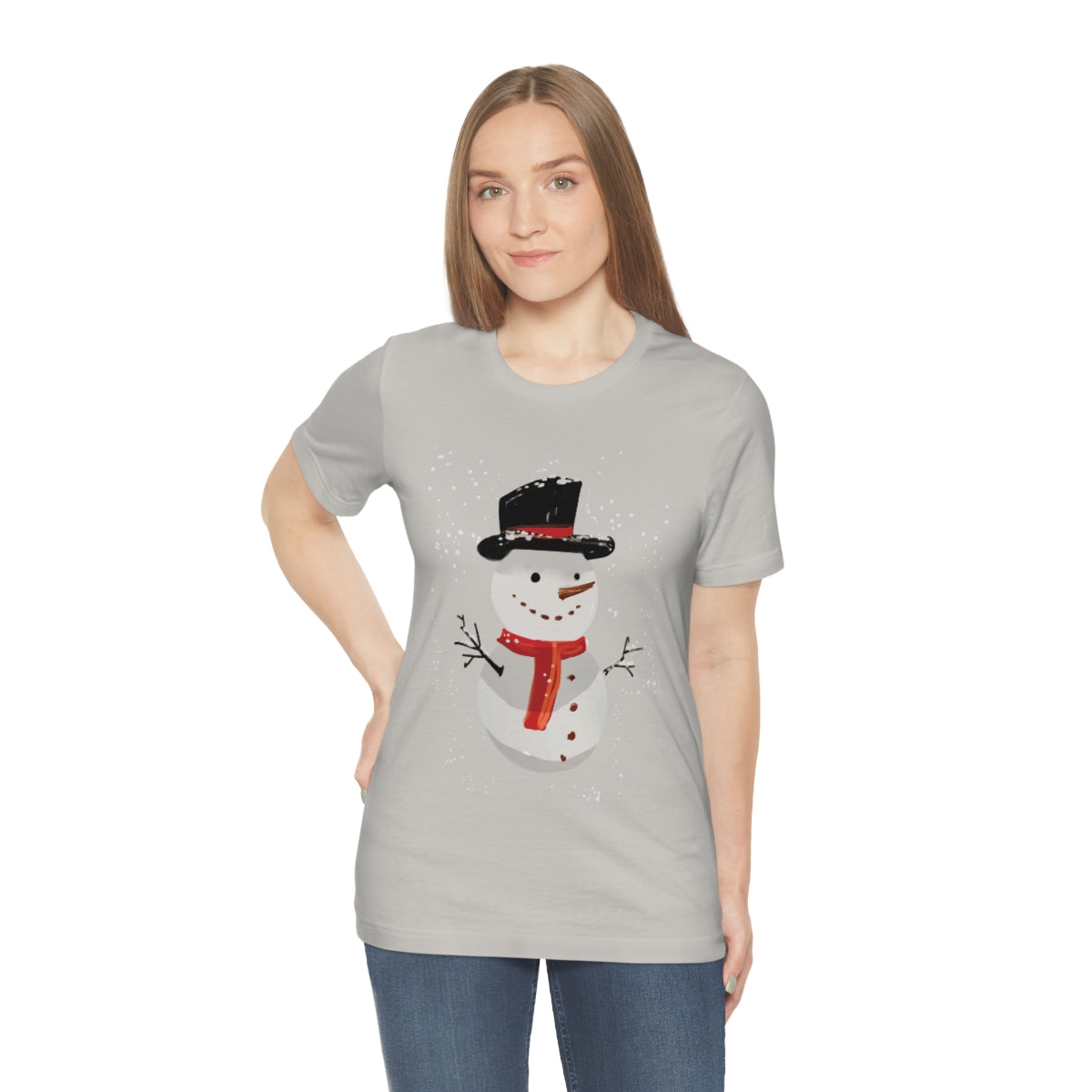 Snowman Winter Cartoon Christmas Unisex Jersey Short Sleeve T-Shirt Ichaku [Perfect Gifts Selection]