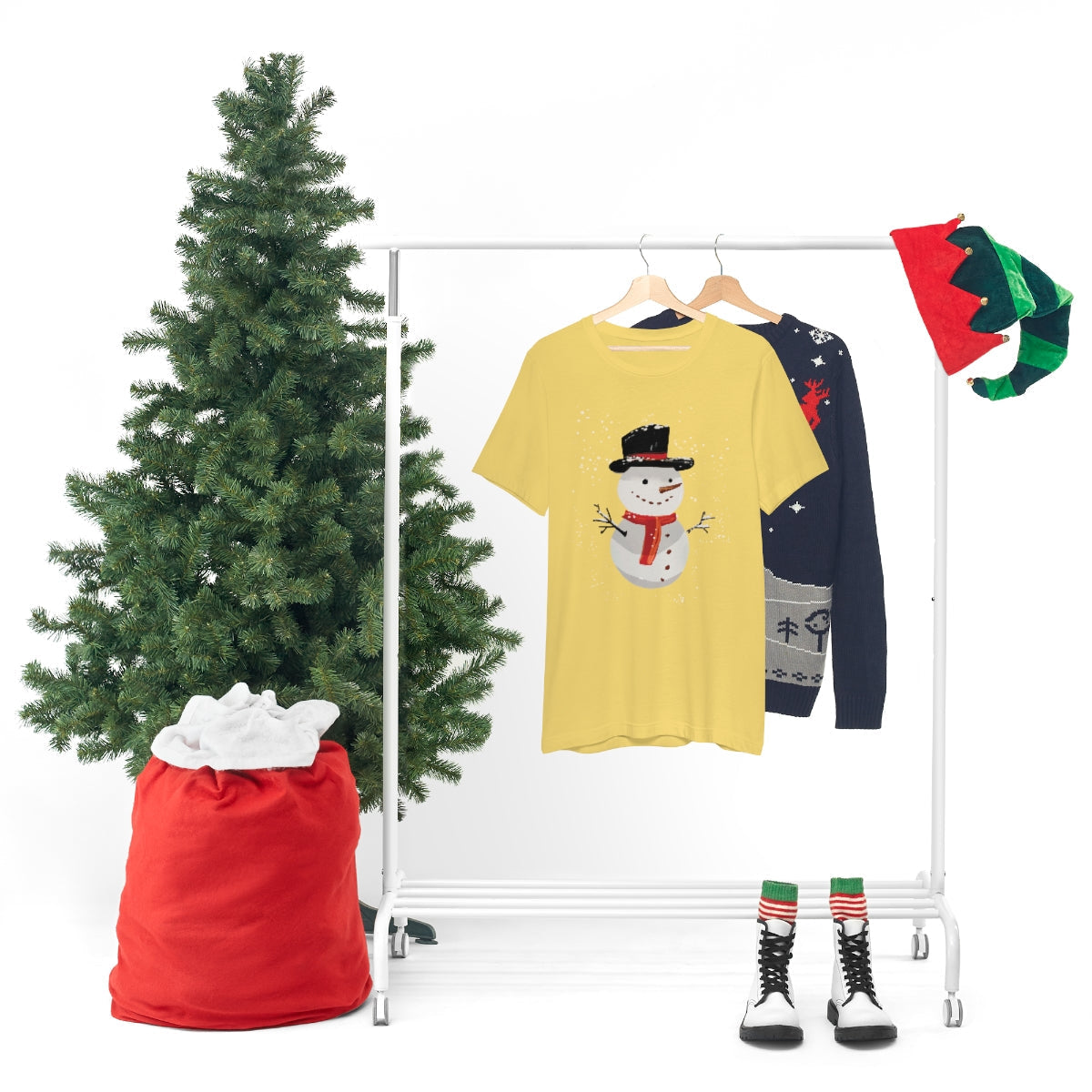 Snowman Winter Cartoon Christmas Unisex Jersey Short Sleeve T-Shirt Ichaku [Perfect Gifts Selection]