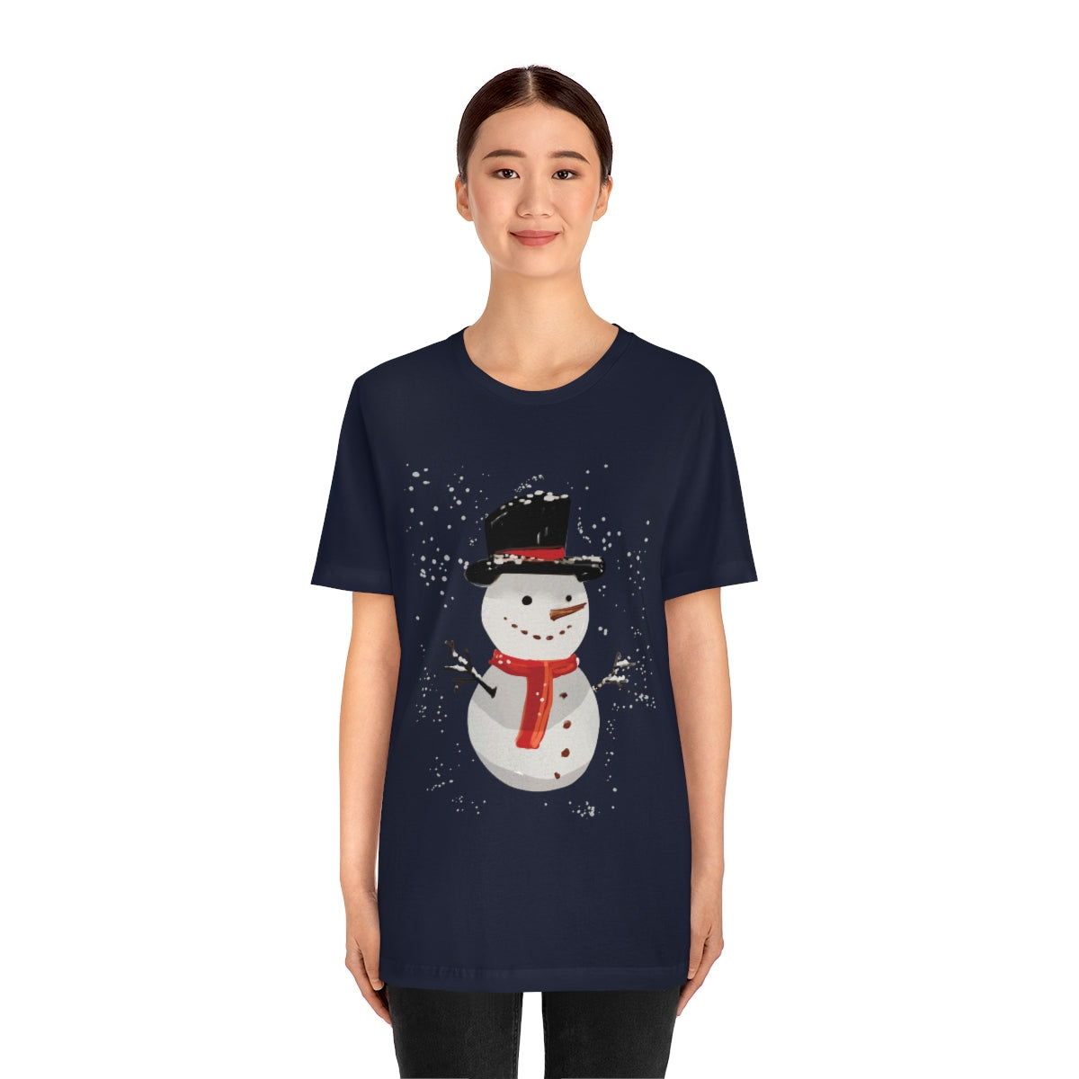 Snowman Winter Cartoon Christmas Unisex Jersey Short Sleeve T-Shirt Ichaku [Perfect Gifts Selection]