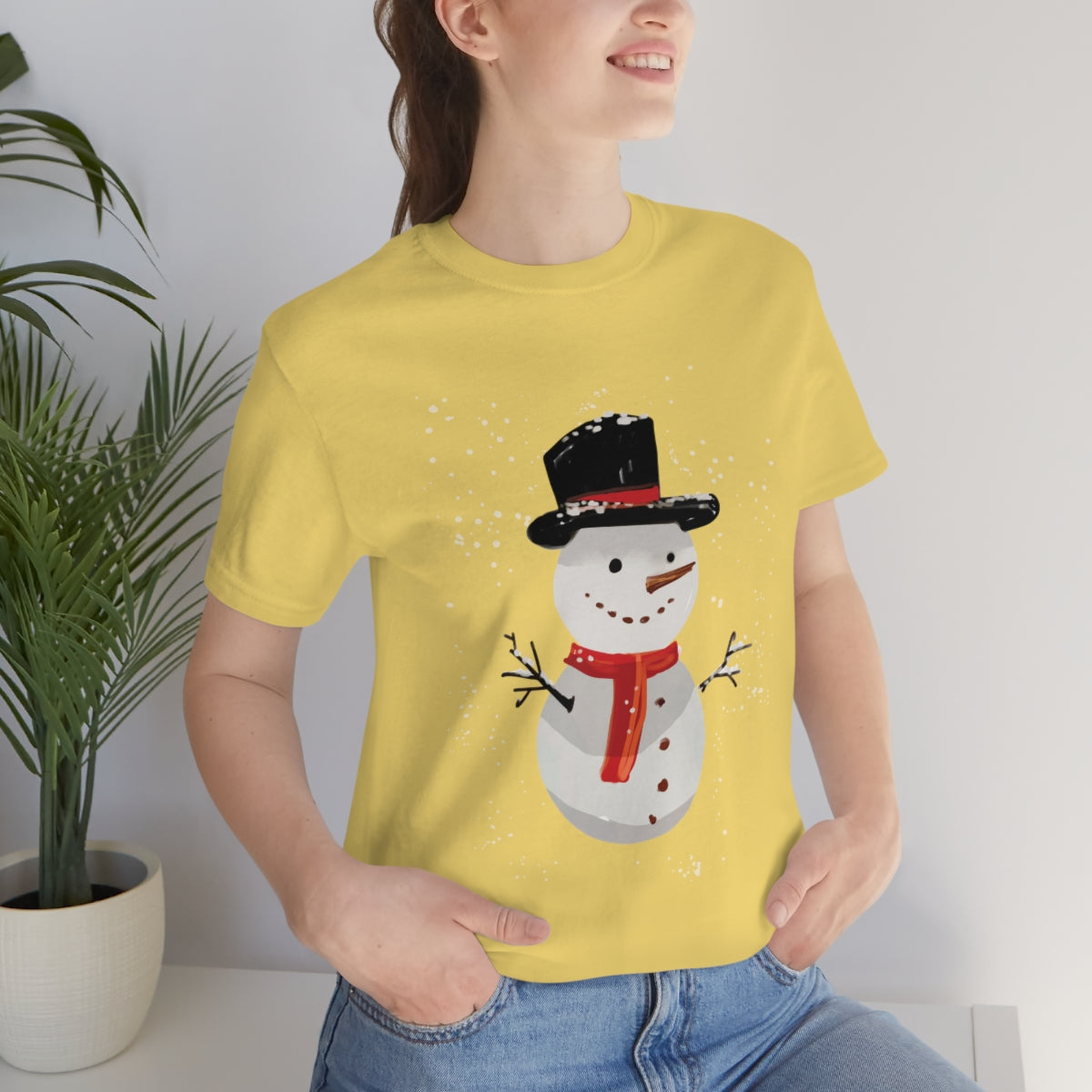 Snowman Winter Cartoon Christmas Unisex Jersey Short Sleeve T-Shirt Ichaku [Perfect Gifts Selection]