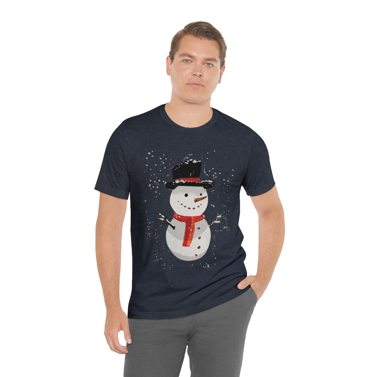 Snowman Winter Cartoon Christmas Unisex Jersey Short Sleeve T-Shirt Ichaku [Perfect Gifts Selection]