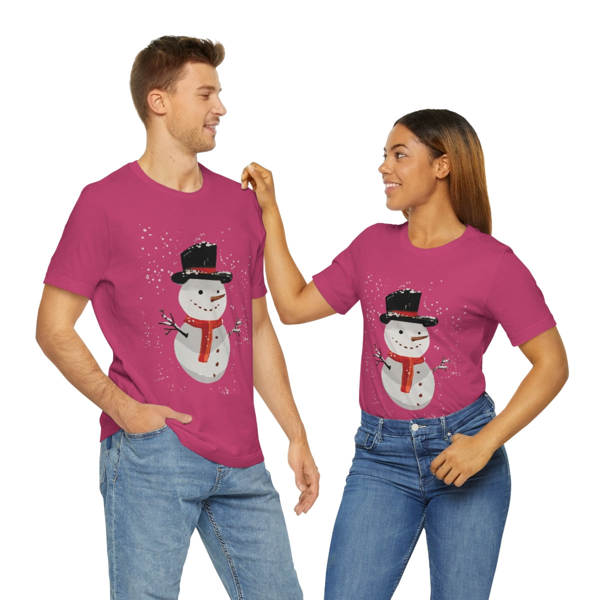 Snowman Winter Cartoon Christmas Unisex Jersey Short Sleeve T-Shirt Ichaku [Perfect Gifts Selection]