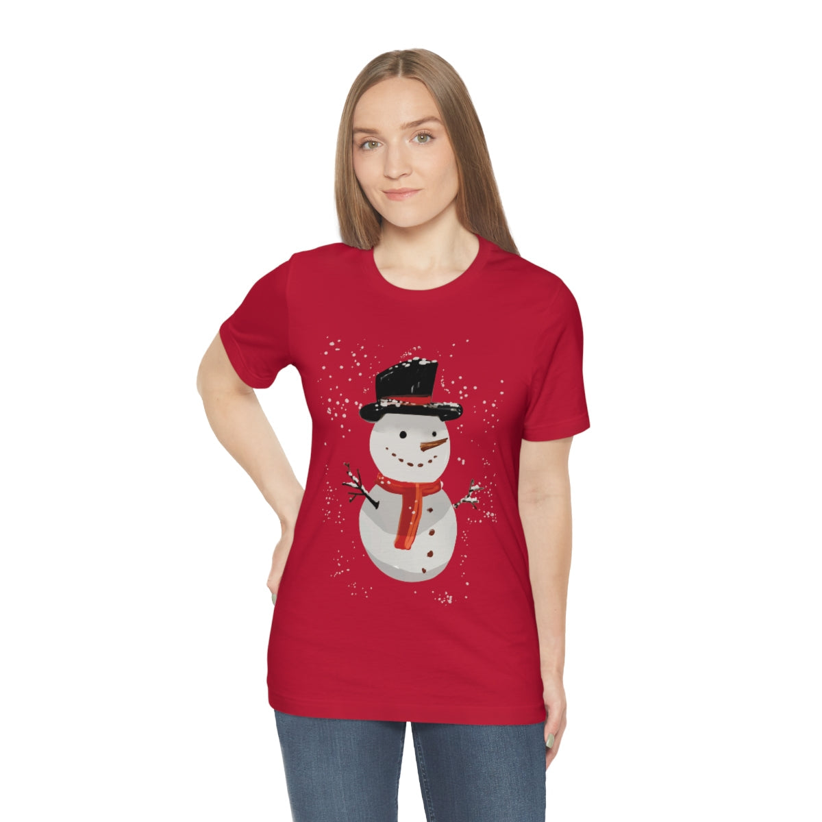 Snowman Winter Cartoon Christmas Unisex Jersey Short Sleeve T-Shirt Ichaku [Perfect Gifts Selection]