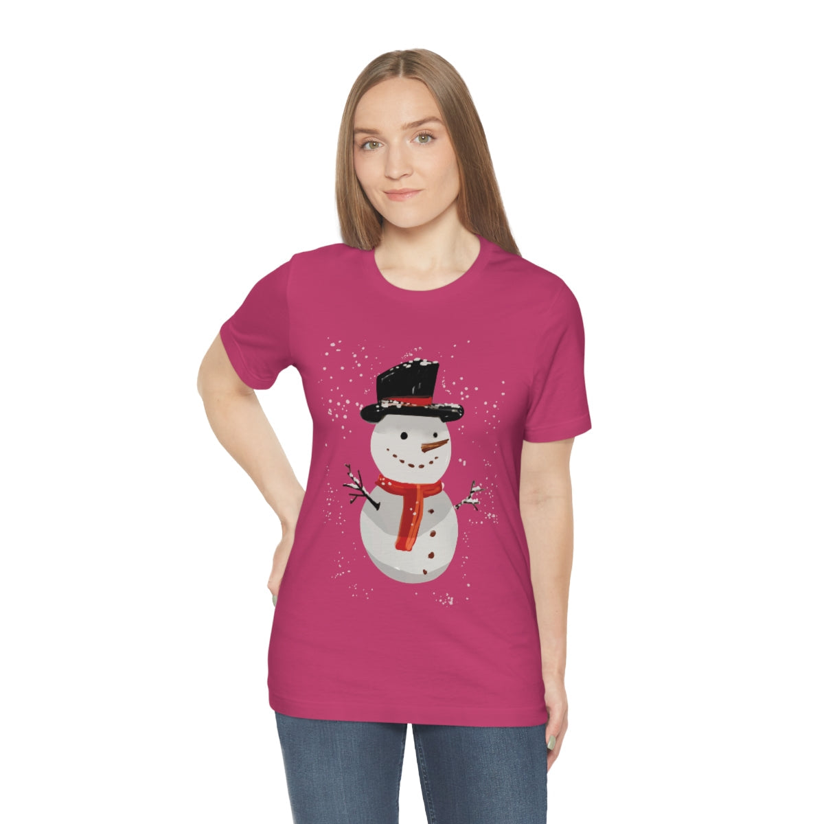 Snowman Winter Cartoon Christmas Unisex Jersey Short Sleeve T-Shirt Ichaku [Perfect Gifts Selection]